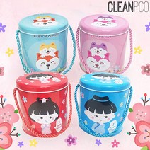 f04 해피타운 캐릭터 원형 틴케이스 소녀(레드) 철제케이스/미니틴케이스/틴박스/원형틴케이스/보관케이스/다용도케이스/보물상자/저금통/다용도틴케이스/철필통