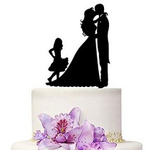 YAMI COCU Wedding Cake Toppers Bride and Groom With little Girl Rustic Family Wedding Decorations, 1