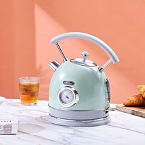 유럽 전기 주전자 304 스텐 빈티지 대용량 포트 커피포트 1.7L, 펄 그린