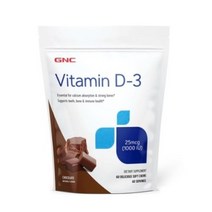 GNC 비타민 D-3 25mcg 1000IU 초콜릿 맛 딜리셔스 소프트츄, 60개입, 5개