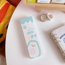 한국어 창의력 인터넷 빨간색 문방구 상자 대용량 심플 투명 스크럽 필통 남녀 초등학생 비닐 필통 하드케이스, 미디엄 필통-밀크티 백곰