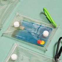 비즈컴 PVC 투명 카라비너 가방 7x 12 파우치 케이스 화장품 미니 메이크업