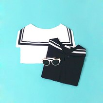 컬러 카라 단추 티셔츠 W5q 여성 마린룩 데일리