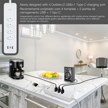 코번트 와이파이 원격 제어 브라질 스마트 전원 스트립 서지 보호기 4 플매트 카펫 러그 BR 콘센트 소켓 USB C Tuya App 음성 Alexa Google, [02] 4 usb, 한개옵션1
