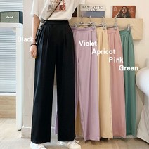 여성 예쁜칼라 허리밴딩 와이드핏 데일리 슬랙스 바지