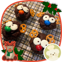 크리스마스 루돌프 브라우니 쿠키 간식 만들기(5개) DIY 홈베이킹 키트, M&M(13.5g), 1회 키트