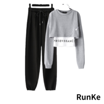 RunKe 쇼트 슬림 맨투맨 여성 트레이닝 세트