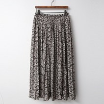 브이와이 여자 봄 여름 작은 플라워 플리츠 밴딩 롱 스커트