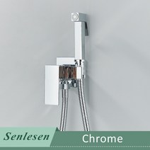 벽붙이 샤워수전 벽붙이수전 Senlesen-황금 비데 샤워 수도꼭지 솔리드 황동 분무기 노즐 뜨거운 냉수 믹서, 01 Chrome