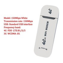 휴대용 라우터 4G LTE 라우터 SIM 카드 USB 동글 150Mbps 모뎀 스틱 모바일 휴대용 포켓 핫스팟 와이파이, 03 150Mbps White