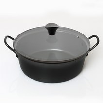 [국산] 에브리 블랙 경질 전골 냄비 + 유리뚜껑, 국수, 30cm