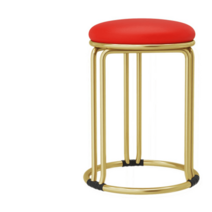북유럽 화장대 철제 스툴 인테리어 의자 stool 예쁜 안방 럭셔리 골드 원형 화장 디자인, 레드-PU 가죽