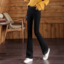 플레어 팬츠 하이웨이스트 슬림 여성 블랙 바지