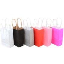 무지 미니 종이 쇼핑백 7컬러 소형 쿠키 빵 봉투 가방, 기본