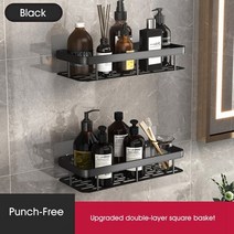 욕실 선반 비드릴 벽걸이 코너 샤워 스토리지 랙 홀더 화장실 샴푸 정리함 액세서리, CHINA, 2pcs Thicken Black