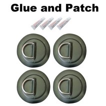 서핑 보드 딩기 보트 PVC 패치 스테인레스 스틸 D 링 데크 리깅 Sup 라운드 패드 5M 탄성 번지 로프 키트, 4 Black 4 G