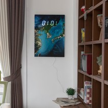 발루아 LED 시계용 액자 + 24cm 벽시계 패브릭액자 캔버스액자, 12.위성지도+ 24cm LED 벽시계