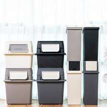 심플 분리수거함 4종 플라스틱 수납적재함 재활용박스, 담다와이드40L, 블랙