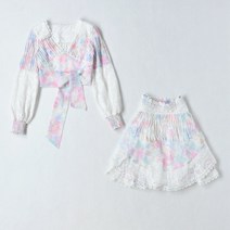 수용성 레이스 스트랩 셔링 수술 등판 여성 세트 스커트