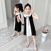 여아드레스 러블리 민소매 스커트 배색 쉬폰 원피스