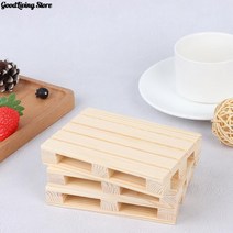 나무 파레트 1PC 미니 나무 팔레트 음료 컵 받침 미끄럼 방지 차 우유 커피 코스터 꽃 냄비 쿠션 DIY 12x8x, 한개옵션0