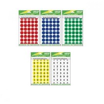 원형 번호 숫자스티커 0-9 16mm 8매 컬러 라벨 견출지 표시 팬시, 색상, 황색