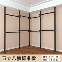 우드레핑 고정식 6단 행거 옷걸이, 블랙 5 세로 8 가로