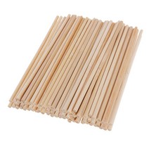 GHSHOP 100 팩 4mm 발사 나무 미완성 된 나무 라운드 스틱 은못 막대 DIY 공예 150mm, 자연