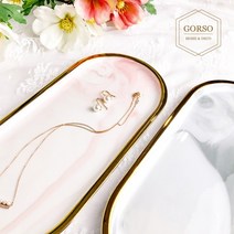 고르소 북유럽 대리석 세라믹 트레이 프레임 마블 소품 주얼리 정리대, 핑크