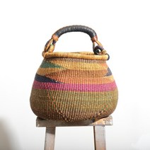 볼가바구니 라탄 누빔 과일 바구니 행잉바스켓 아프리카 바구니 손잡이, 24-40x24cm