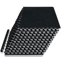ProsourceFit 고무 상단 운동 퍼즐 매트 1.9cm(3/4인치) 2.9제곱미터(24제곱피트) 타일 6개 EVA 폼 인터로킹 타일 홈 짐 보호 바닥재 장비 및 운동, Blue - 3/4 Inch - 48 Sq Ft - 1