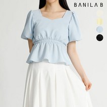 바닐라비 [바닐라비] 여성 스퀘어넥 퍼프 반팔 셔링 블라우스