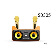 듀엣 노래방 SD306 플레이어 SDRD 블루투스 마이크 2개 듀얼 휴대용 무선 세트 캠핑 야유회 차량용 홈파티 집들이스피커, SD305골드