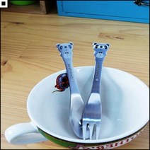 디저트카페 탕비실 꽃무늬프린팅 세련된스타일 행복판다티포크 스텐티포크, 티포크