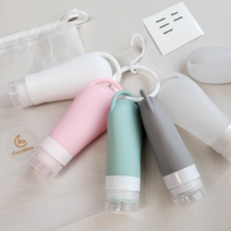 코지글로우 수영장 실리콘 공병 고리형 여행용 용기 휴대용 화장품 샴푸 캠핑, 4P, 90ml, 반투명