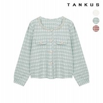 탱커스 여성 진주 넥라인 하운드 체크 자켓