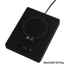 200W 컵 히터 머그워머 차 난방 코스터 전기 핫 플레이트 미니 인덕션 쿠커 온도 조절 커피 패드 220V, 01 Black-220V