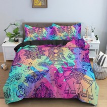 보헤미안 이불 커버 플로랄 패턴 에스닉 스타일 침구 세트 Pillowcase 킹 사이즈 침구와 3D