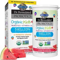 미국유산균 Garden of Life Dr. Formulated Probiotics 유기농 키즈 플러스 비타민 C D 수박 글루텐 유제품 및 콩 없음 소화 건강 보조식품 설탕 첨가, [03] 수박, [02] 30ct 선반용 마구간1팩