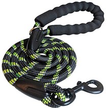 iYoShop Strong Dog Leash with Comfortable Padded Handle and Highly Reflective Threads for Medium and, Medium/Large, 6FT, Black/Green(Padded Handle)