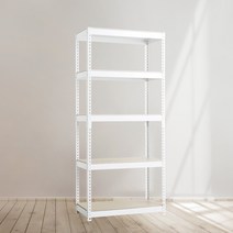 앵글선반 철제 창고 다용도실선반 5단 900 x 500 x 2100, 블랙, 12mm 강화 MDF 보드