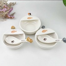 일본 귀여운 고양이 입체 도자기 그릇 매달린 고양이, D