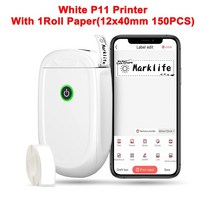 날인기 유통기한 마킹기 Marklife-P11 라벨 메이커 기계 테이프 포함 미니 열전사 무선 잉크 없는 자체 접, 01 White P11 with 1Roll