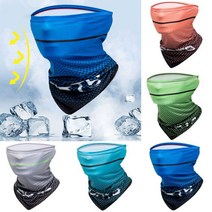 오래달리기 반다나 쿨버프 넥워머 아이스워머 냉장반다나 자전거 마스크 자외선차단 운동 피부보호 자전거용품 버프 멀티스카프 아이스머플러, 블루