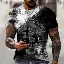 기념주화 비트코인선물 모형소품폭발적인 2022 봄과 여름 새로운 반팔 Bitcoin 3D 인쇄 된 t-셔츠 거리 동, 06 dyp-2285_06 XL