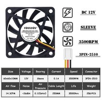 5V 12V 24V 60mm 6010 DC 팬 60x60x10mm 6cm 냉각 쿨러 컴퓨터 PC CPU 케이스 볼 베어링 2 개, 12v OiL 3PIN