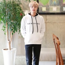 [키작은남자] 편안한핏 자수 포인트 후드 티셔츠