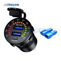 DC 12V-24V LED 디지털 전압계 자동차 오토바이 전압계 볼트 감지기 테스터 듀얼 USB 빠른 태블릿 충전기, 02 with Terminal