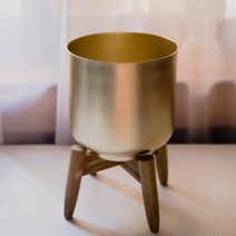 북유럽 스타일 럭셔리 황동 철 화분 홈 장식 나무프레임, 골드 금속, M