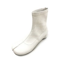 부츠 2022 봄 가 패션 라운드 로우힐 별도 발가락 블랙 화이트 가죽 스플릿토